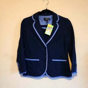 New S Talbots blazer, military navy style with lighter blue piping petites
